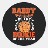 Sticker Rond Daddy Of Rookie 1st Basketball Bday Theme Matching (Devant)