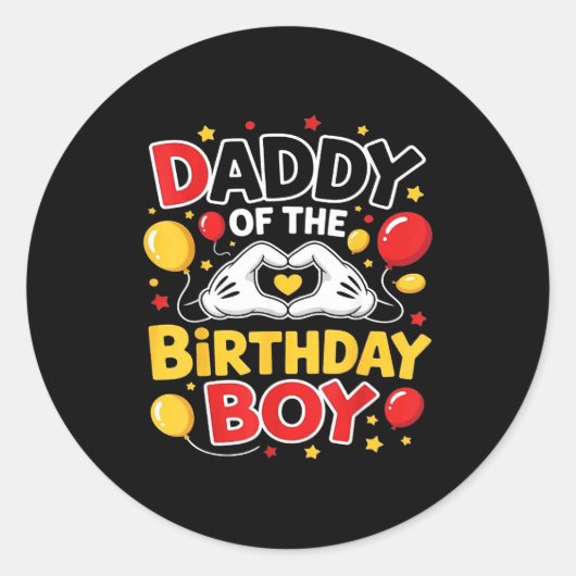 Sticker Rond Daddy Of The Birthday Boy Shirt Matching Dad Son F (Devant)