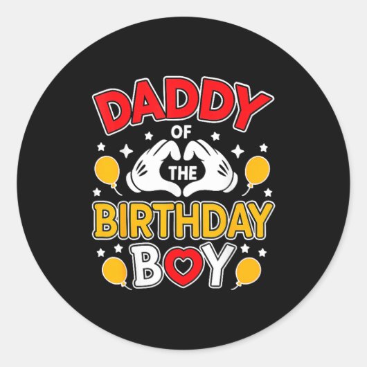 Sticker Rond Daddy Of The Birthday Boy Shirt Matching Dad Son F (Devant)