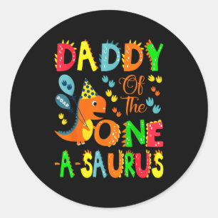 Sticker Rond Daddy Saurus 1er Anniversaire Dinosaure