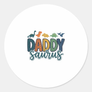Sticker Rond Daddy Saurus Conception de vecteur de papa dinosau