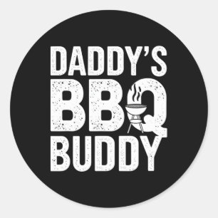 Sticker Rond Daddy's Bbq Buddy Funny Grilling Text Graphic Cook