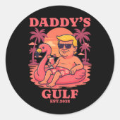 Sticker Rond Daddy's Gulf 2025 Funny Daddy Trump Daddys Retro V (Devant)