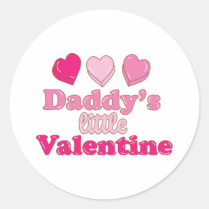 Sticker Rond Daddy's Little Valentine design avec les coeurs