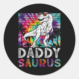 Sticker Rond Daddysaurus Dinosaure Papa Saurus Famille Assortie