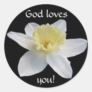 Sticker Rond Daffodique blanc