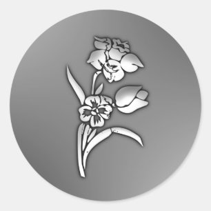 Sticker Rond Daffodique noir et blanc