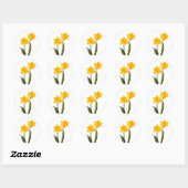 Sticker Rond Daffodiques de printemps jaune sur blanc (Feuille)