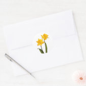 Sticker Rond Daffodiques de printemps jaune sur blanc (Enveloppe)