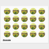 Sticker Rond Daffodiques jaunes printaniers Anniversaire (Feuille)