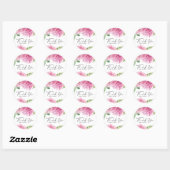 Sticker Rond Dahlia Floral Naissance Remerciement Aquarelle Ros (Feuille)