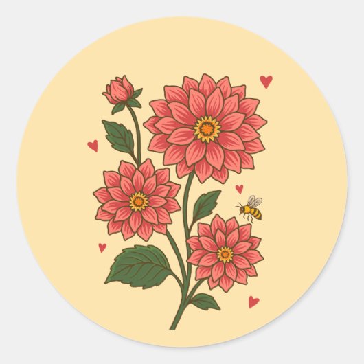 Sticker Rond Dahlia Flower (Devant)