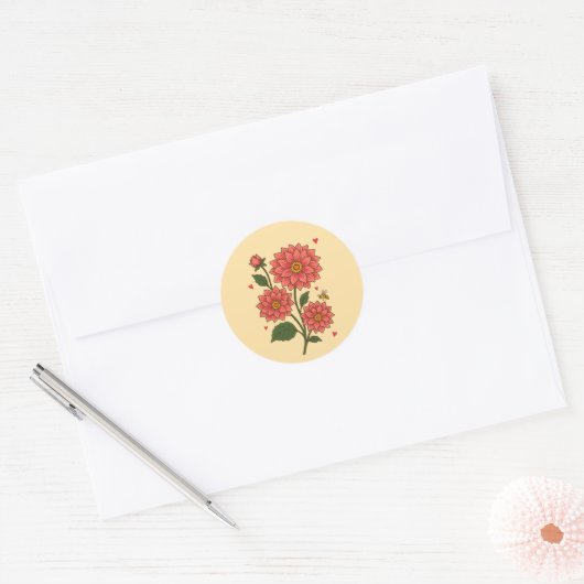 Sticker Rond Dahlia Flower (Enveloppe)
