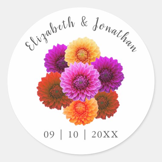 Sticker Rond Dahlia Mariage d'automne (Devant)