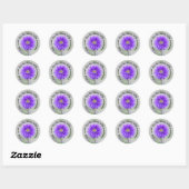 Sticker Rond Dahlia Violet Avec Citation (Feuille)