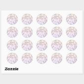 Sticker Rond Dainty Black Floral Outlines rose Anniversaire (Feuille)