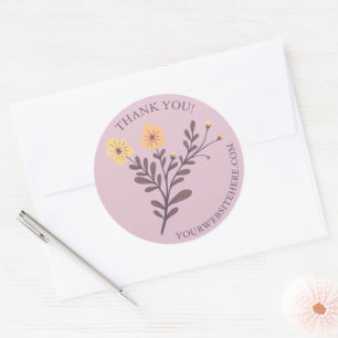 Sticker Rond Dainty Floral Élégant MERCI Personnalisé Petit Biz