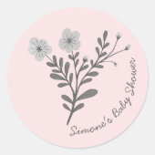Sticker Rond Dainty Florals Élégant BABY SHOWER CHic PERSONNALI (Devant)
