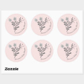 Sticker Rond Dainty Florals Élégant BABY SHOWER CHic PERSONNALI (Feuille)