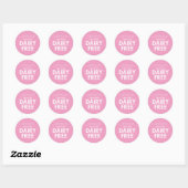 Sticker Rond Dairy Free Allergy Safe Pink Bakery (Feuille)