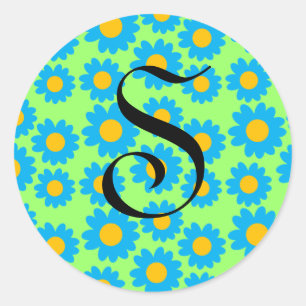 Sticker Rond Daisées turquoises