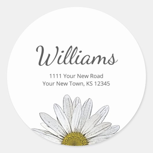 Sticker Rond Daisies modernes Tendance Gris Script Retourner l' (Devant)