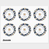 Sticker Rond Daisies on Blue Denim Birthday  (Feuille)