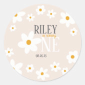 Sticker Rond Daisy 1er anniversaire Invitation (Devant)