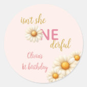 Sticker Rond Daisy 1st Birthday Isn't She ONEderful Boho (Devant)