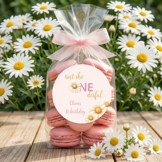 Sticker Rond Daisy 1st Birthday Isn't She ONEderful Boho