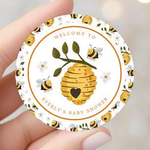 Sticker Rond Daisy Beehive Bumblebee Bee Baby shower