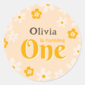 Sticker Rond Daisy Boho Floral 1er anniversaire (Devant)