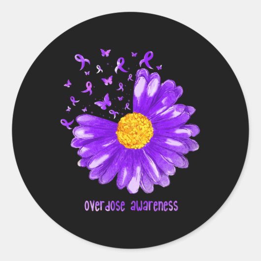 Sticker Rond Daisy Butterfly Purple Ribbon (Devant)