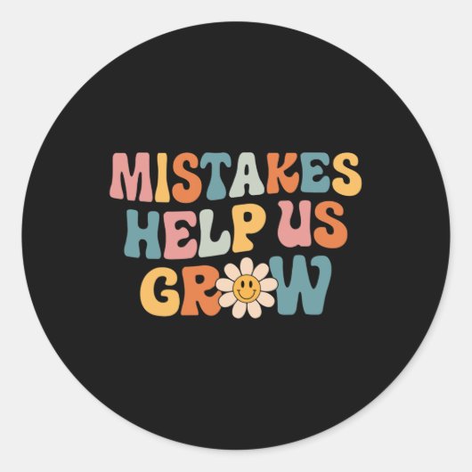 Sticker Rond Daisy Croissance Positive Mindset Retro Enseignant (Devant)