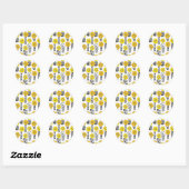 Sticker Rond Daisy dooda en jaune et noir (Feuille)