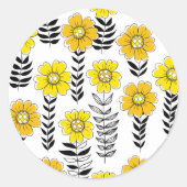 Sticker Rond Daisy dooda en jaune et noir (Devant)