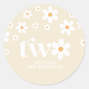 Sticker Rond Daisy floral 2E anniversaire