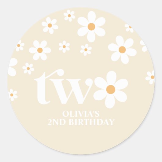 Sticker Rond Daisy floral 2E anniversaire (Devant)