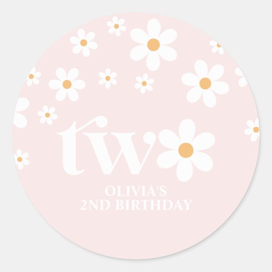 Sticker Rond Daisy floral 2E anniversaire (Devant)