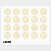 Sticker Rond Daisy Flower à Yellow et White. (Feuille)