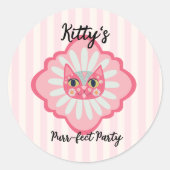 Sticker Rond Daisy Kitty Visage Purr-fect fête d'anniversaire (Devant)