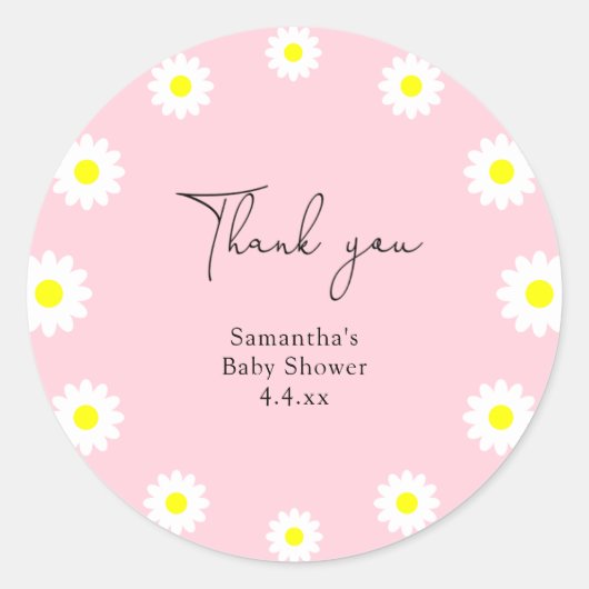 Sticker Rond Daisy - merci baby shower (Devant)
