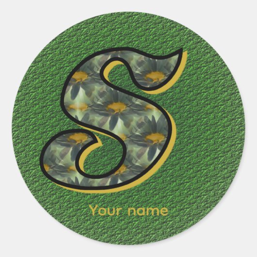 Sticker Rond Daisy Monogram Initial S Personalized (Devant)