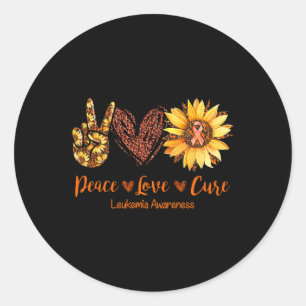 Sticker Rond Daisy Peace Love Cure Leukemia