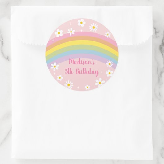 Sticker Rond Daisy Rainbow Retro Anniversaire (Sac)