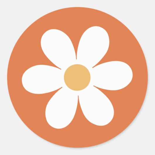 Sticker Rond Daisy rétro orange brûlé (Devant)
