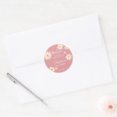 Sticker Rond Daisy rétro rose baby shower boho (Enveloppe)