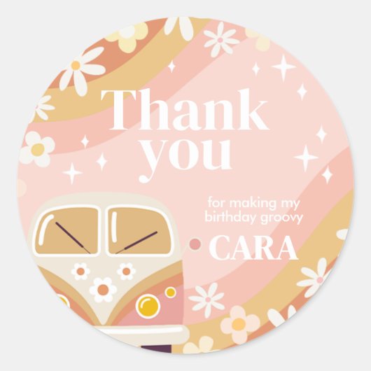 Sticker Rond Daisy Super un anniversaire fête (Devant)