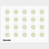 Sticker Rond Daisys White Floral Thème Typographie (Feuille)