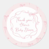 Sticker Rond Daity arc rose main dessiné cadre ondulé merci (Devant)